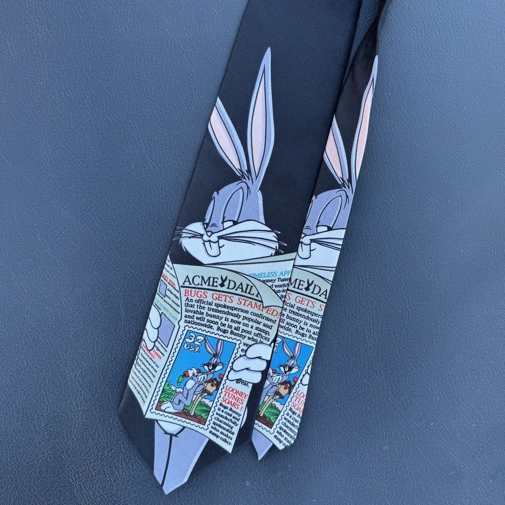 Vintage 1997 Warner Bros Loony Toons Bugs‎ Bunny Necktie. Stamp Collection